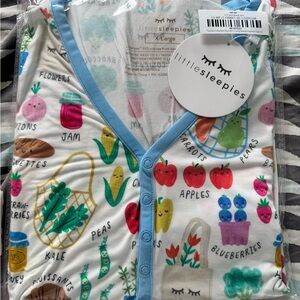Little Sleepies Blue-Trim Veggies & Fruits Button-Front Pajama Top Only